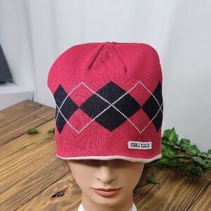Pebble Beach. Argyle Knit Beanie. Reversible. EUC